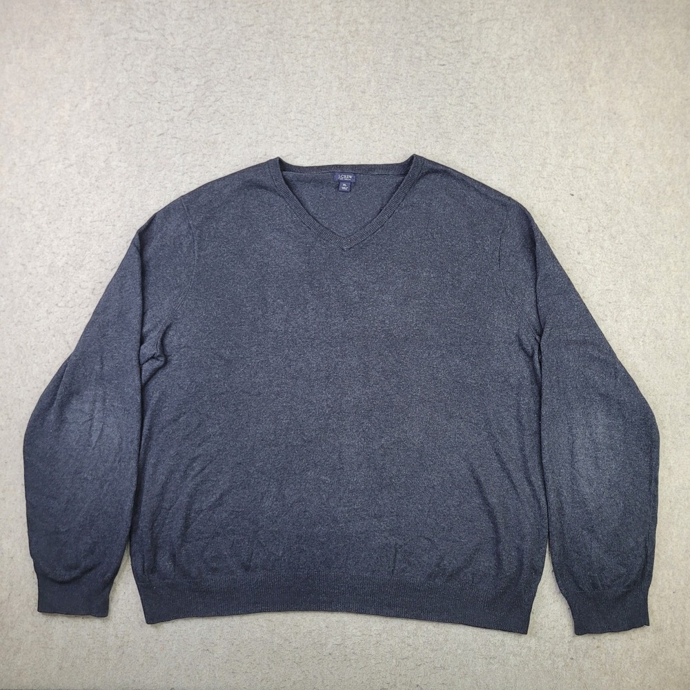 J‎ Crew V-Neck Cashmere Blend Sweater Mens XL Dark Gray Pullover Long Sleeve